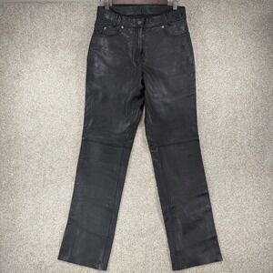 VTG Soft Leather Motorcycle Pants First Size‎ 8 Women's Punk Goth 1990s *Marks*